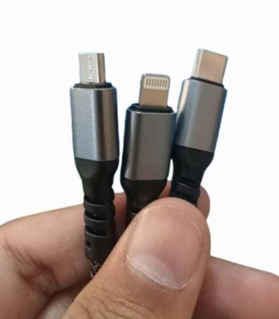 3-in-1 100W Fast Charging USB Cable – Type-C, Micro USB & Lightning